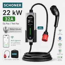 Schoner 22 Kw Trifaz - Monofaz Taşınabilir Elektrikli Araç Şarj Cihazı