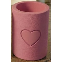 3d Baskı Kalp Motifli Silindir Kalemlik Makyaj Fırçası Organizeri Kabartma Kalpli Masaüstü - Pembe Çok Renkli
