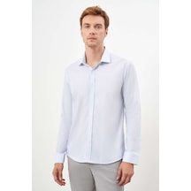 Morven Erkek A. Mavi Pamuk Desenli İtalyan Yaka Slim Fit Gömlek 24ms004002311 A. Mavi