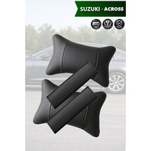 Suzuki Across Uyumlu Deri Kemer Koruyucu Siyah Deri Yastık Set Lüks