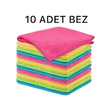 Mikrofiber Parlak Temizlik Bezi 10'lu 40x40 Mutfak Yer Banyo Temizleme Bezi Havlu Bez Karısık Renk Çok Renkli