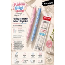 Pastel Mavi Ve Pembe Purity Mekanik Kalem Silgi Seti 3.8 Mm 2 Adet Silgi Kalemi+3 Lü Silgi Yedeği