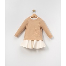 Xo Kids Kız Çocuk Elbise 3-7 Yaş 4026 Bej