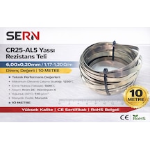 Sern Cr25-al5 Yassı Rezistans Teli 6,00x0,20mm 1,17 1,20 Ω/m Direnç Değerli Paket: 10 Metre