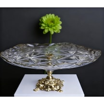Çnr Home Collection Estrella Yaldizli Metal Ayakli Pasta Sunumluk Kurabiyelik Altin