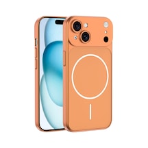 Zore İphone 15 Kılıf Nvth M-safe Şarj Özellikli Kamera Korumalı Spark Kapak - Turuncu