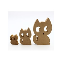 Na Neşeli Ahşap Ahşap Şirin Kedi Figürü 3 Lü Takım 15cm 10cm 6cm Ahşap Boyama Ürünü.boyama Etkinliği.okul Öncesi Model 3lüşirinkediboyasız