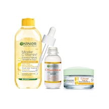 Parlak Cilt Için Makyaj Temizleme Suyu + C Vitamini Serum + Nemlendirici Seti