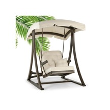 Teras Tekli Ladin Ahşap Salıncak Dış Mekan Bahçe, Teras Salıncağı -krem Krem