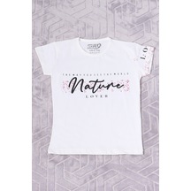 Hçm Kız Çocuk Tshirt Nature Baskılı Bisiklet Yaka E12 Krem