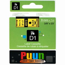 Puun Dymo D1 40918 S0720730 9 Mm X 7 Mt Muadil Sarı Etikete Siyah