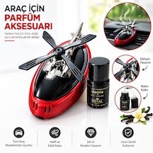 Güneş Enerjili Helikopter Araba Kokusu-kokusu  Araba Süsü Kırmızı - Siyah Set