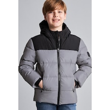 Defacto Su Geçirmez Kapüşonlu Suni Deri Regular Fit Fermuarlı Şişme Mont Erkek Çocuk H0444a826wnrf1 Reflektör-rf1