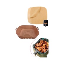 50 Adet Pişirme Kağıdı Deliksiz Düz Kare Model Ve Silikon Airfryer Kabı 20 Cm Plastik Beyaz Diğer