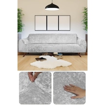 Bibaha Kadife Lastikli 3 Kişilik Koltuk Örtüsü / Kanepe Kılıfı/ Çekyat Örtüsü Kılıfı Açik Gri 180 X 230 Çok Renkli