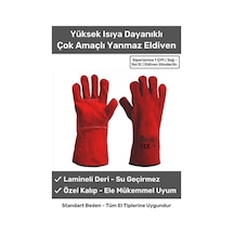 Premium Serisi Yanmaz Isıya Dayanıklı Eldiven Kaynak Yangın İçin Su Geçirmez Çok Amaçlı Deri Eldiven