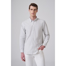 Morven Erkek A. Mavi Pamuk Trend Çizgili Regular Fit Düğmeli Yaka Gömlek 26ms004013311 A. Mavi