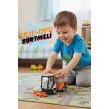 Sesli Işıklı Sürtmeli Oyuncak Turuncu Temizlik Arabası 20 Cm