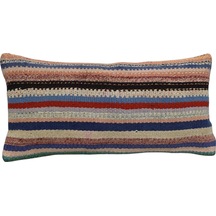 Zehra Abla Halı Yeni El Dokuma Dekoratif Lumbar Kilim Kırlent Yastık Kılıfı 6610 Çok Renkli