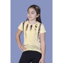 Toontoy Kids Toontoy Kız Çocuk Varak Baskılı Taş İşlemeli Tişört Sarı Toontoy Kids Toontoy Kız Çocuk Varak Baskılı Taş İşlemeli Tişört Sarı