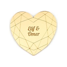 10 Adet Hediyelik Aynalı Pleksi Mıknatıslı Dolap Süsü Kalp Desenli Altın