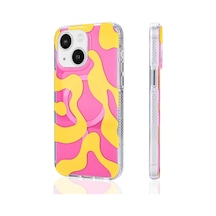 Apple iPhone Uyumlu 15 Pro Max Kılıf Rengarenk Desenli Magsafe Kamera Yükseltili Silikon Pazarplus Sarı