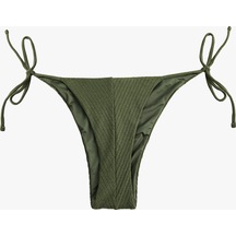 Koton Yanları Bağlamalı İpli Simli Bikini Altı Haki Çizgili 6sak00092mm