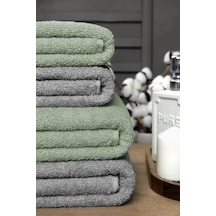 4 Lü Banyo Havlusu Takımı Soft Büyük Havlulu Pamuklu Havlu Seti 90x150 Cm Gri 001