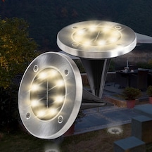 Çim Zemin Bahçe Aydınlatması-8 Led'li Solar Aydınlatma 2 Adet