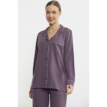 Sementa Düz Renk Gömlek Model Pijama Takım - Mor Mor