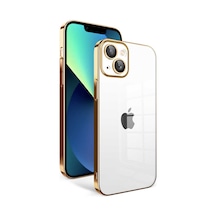 Apple Uyumlu iPhone 13 Kamera Korumalı Renkli Çerçeveli Garaj Kılıf gold Gold