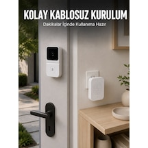 Hd Kameralı Beyaz Görüntülü Kapı Zili Çift Yönlü Sesli Wi-fi Akıllı Kapı Zili - Lisinya
