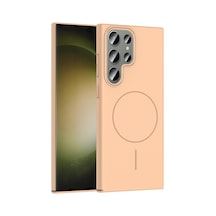 Galaxy Uyumlu S24 Ultra Kılıf İnce Magsafe Kamera Yükseltili Yumuşak Silikon Pazarplus Desert Titanyum