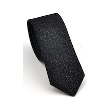 Gaffy Füme Kırcıl Desenli Siyah Dokuma Kumaş Mendilli Slim Fit Kravat // Sdk230916 Desenli