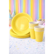 Beysüs Makaron Sarı 8li Tabak Bardak Set