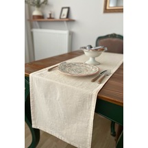 Doğal Keten Runner 40x150 Ekru