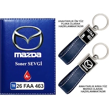 Plakanıza Özel Mazda Logolu Lacivert Ruhsat Kabı Ve Anahtarlık