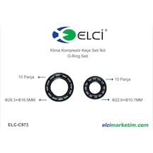 Oto Klima Kompresör Keçesi Seti 20 Parça 10 Büyük + 10 Küçük Ölçü Klima Kompresör Shaft Seal Tamir Seti