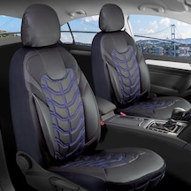 Renault Megane 3 Hatchback 2012-2016 İle Uyumlu Lüx Deri Oto Koltuk Kılıfı Ön Arka Takım Set Classy Mavi Siyah Genel