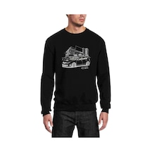 Subaru Hackback Baskılı Siyah Erkek Örme Sweatshirt
