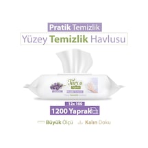 Baby Turco Doğadan Pratik Yüzey Temizlik Havlusu Lavanta 12 x 100 (1200 Yaprak)