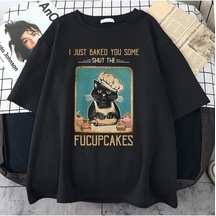 Tarzsokak Kadın Siyah Fucupcakes Baskılı Oversize Bisiklet Yaka Tshirt Siyah