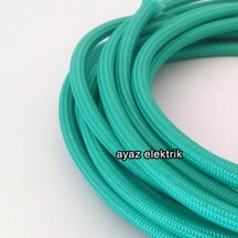 2X0,50Mm Zümrüt Yeşili Renk Dekoratif Örgülü Kumaş Kablo1-5-10-20