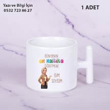 Dünyanın En Harika Öğretmeni Tasarımlı T Kupa Bardak -öğretmenler Günü Hediyelik-isim Yazılabilir Beyaz