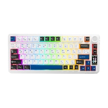 Rampage Quell Pro Ekranlı Hot Swap 2.4g + Bt Wireless Rgb Gasket Oil Switch Türkçe Q Pbt Mekanik Gaming Klavye Beyaz