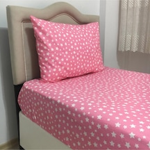 Lionas Tek Kişilik Ranforce Lastikli Çarşaf Takımı Yıldız Desenli Pembe