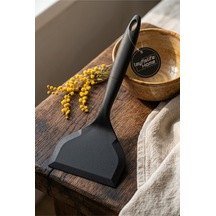 Geniş Silikon Spatula 25 Cm 12 Cm Geniş Yüzeyli Mutfak Spatulası Vsl-987 Siyah Siyah
