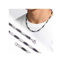 Beycen Aksesuar Grek Desenli Kibrit Erkek Çelik Kolye 3mm 55cm Üç Renkli 3902eck057 Çok Renkli