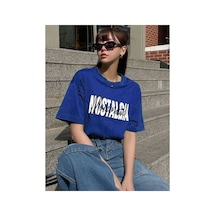 Medinenur Nostalgia Baskılı Unisex Tshirt Mavi
