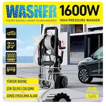 Subzero Cw55 Oto Halı Bahçe Temizleme Ve Yıkama Makinesi 1600w 75 Bar Yüksek Basınçlı 8metre Kablolu